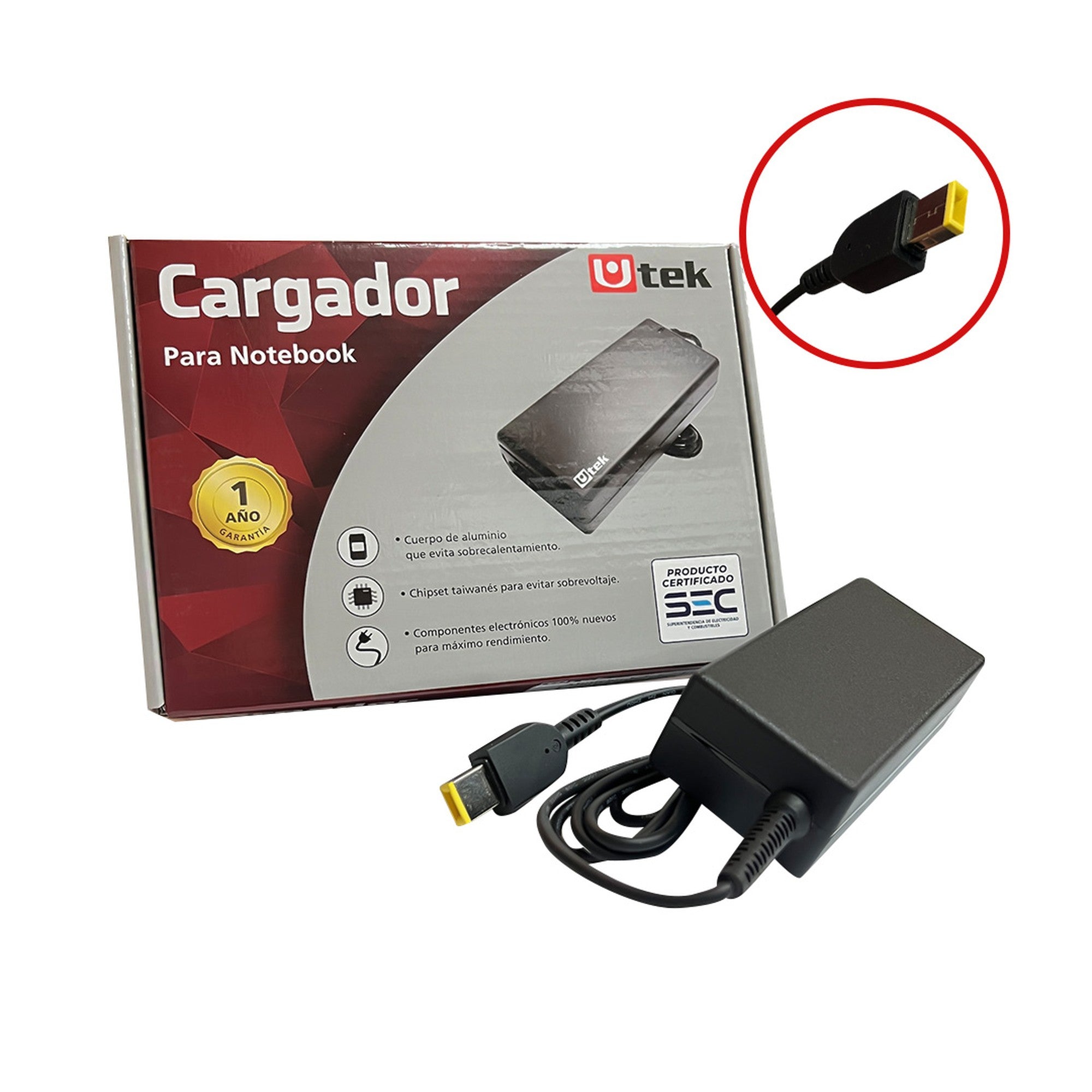 Cargador Compatible con Notebook Lenovo 20v 2,25A Rectangula