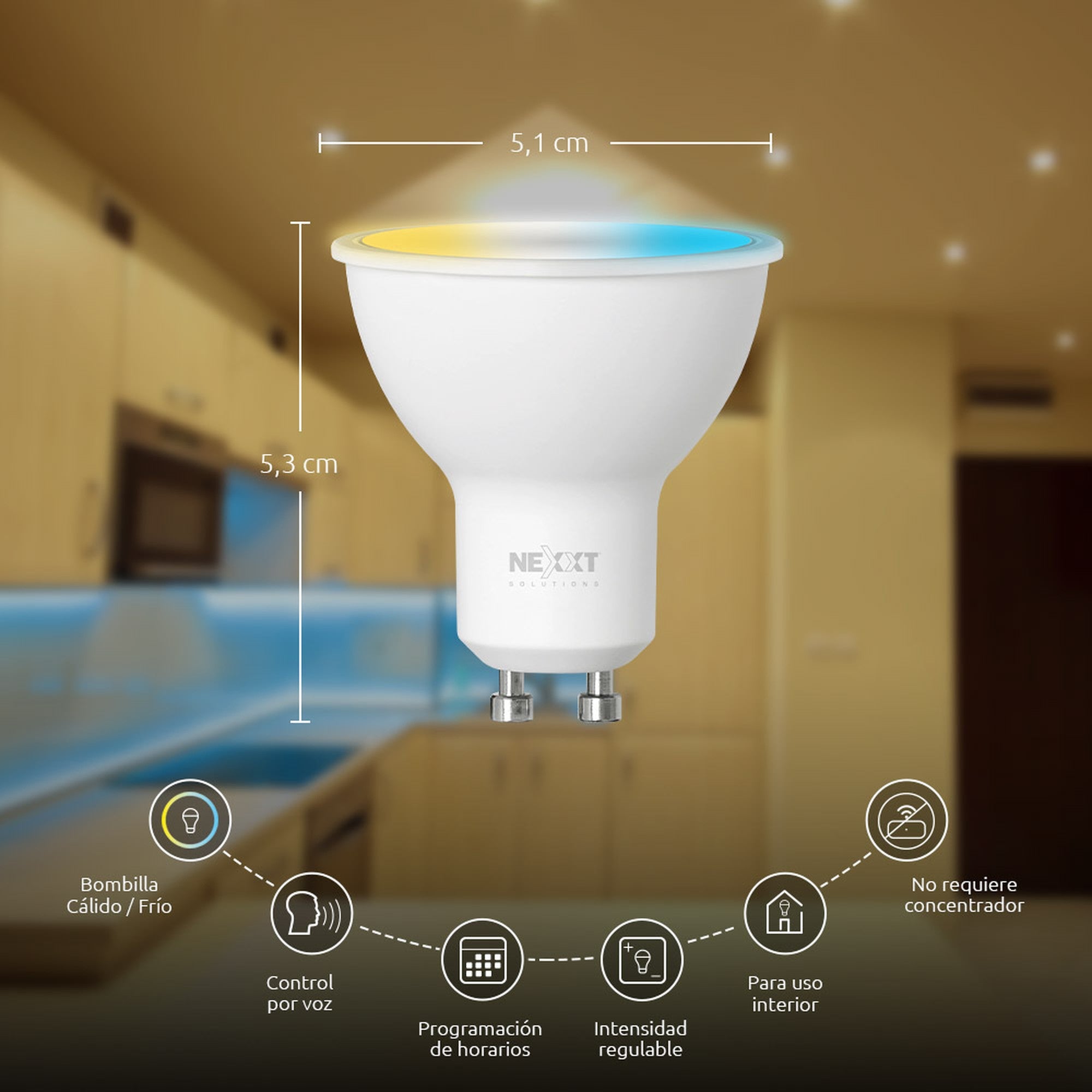 Ampolleta Bombilla Led Inteligente Wifi Nexxt GU10 Pack X3 N - nexxt smart