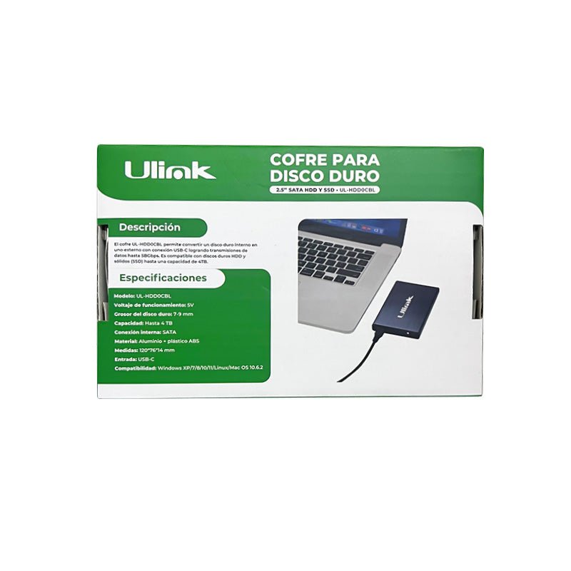 Cofre Externo USB Tipo C para Disco 2.5 SATA Ulink NegroUlinkItems Digital Spa – Tecnología, Hogar y Fitness en un solo lugar