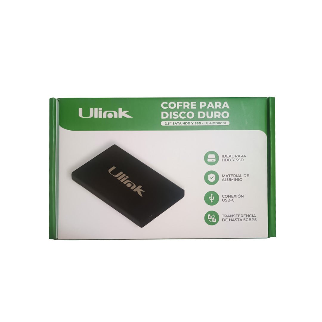 Cofre Externo USB Tipo C para Disco 2.5 SATA Ulink NegroUlinkItems Digital Spa – Tecnología, Hogar y Fitness en un solo lugar