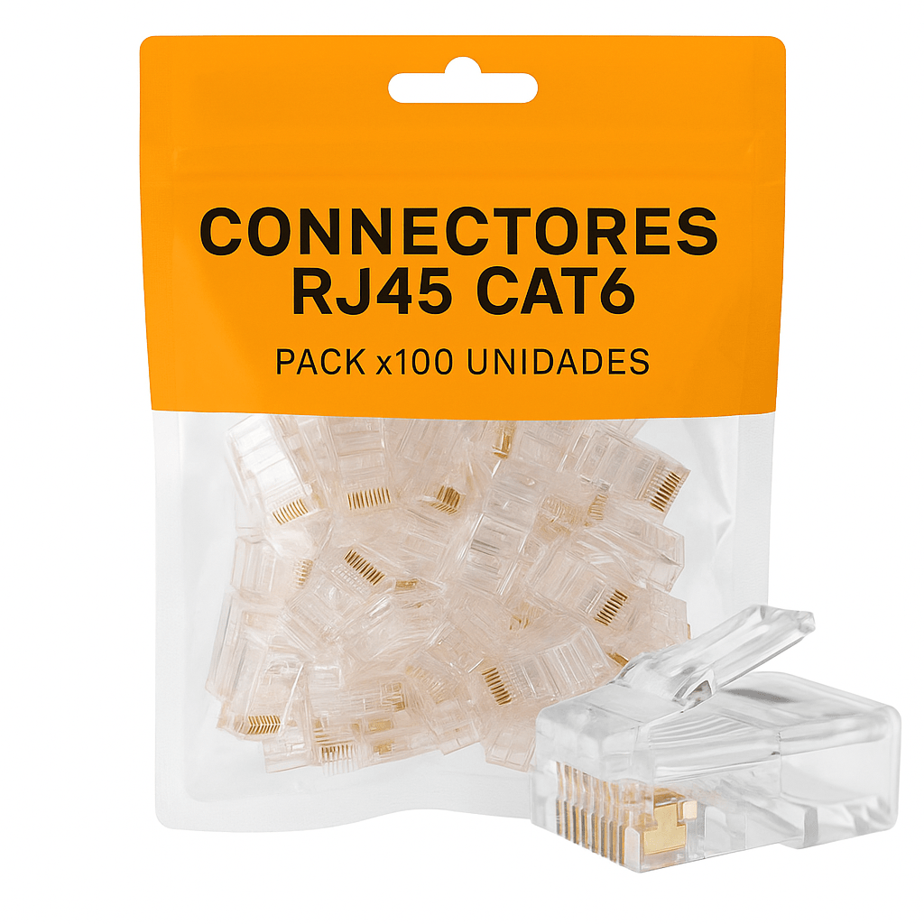 Conectores RJ45 Cat6 Pack 100 Unidades Alta Velocidad