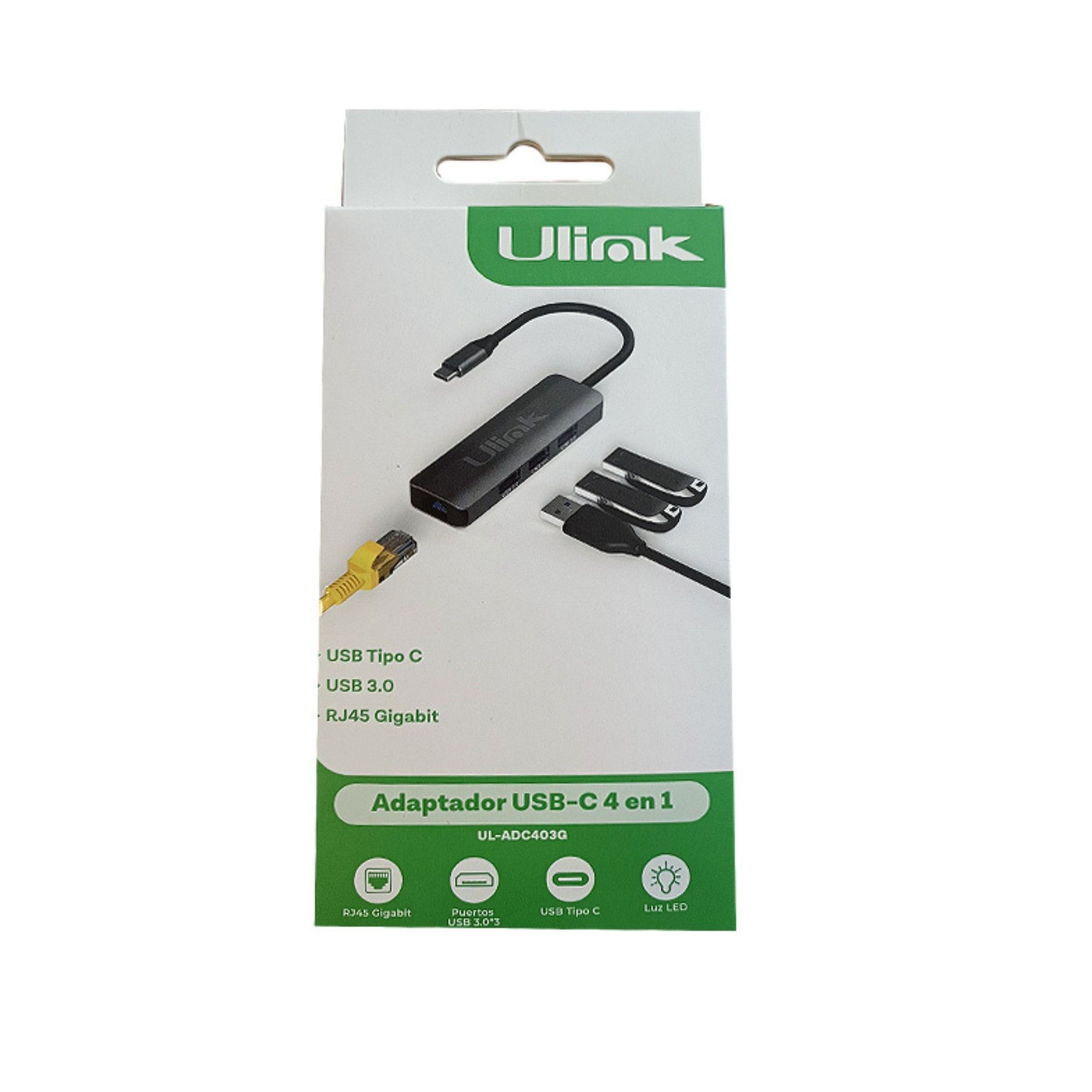 Adaptador Multipuerto  Usb C 3.0 + RJ45  4 en 1 Ulink Alta C - adaptador multipuerto