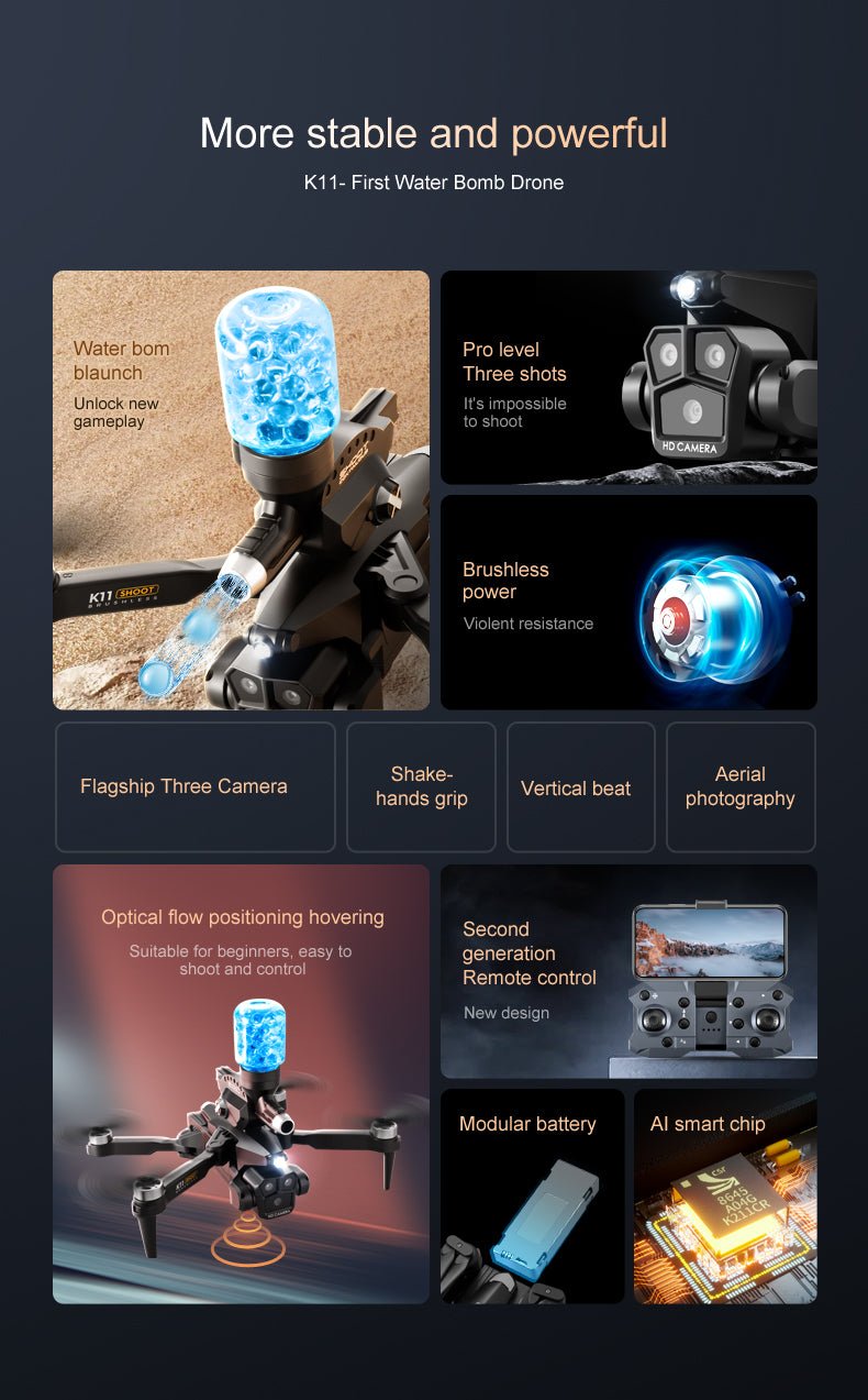 Drone de Batalla K11 con Cámara Lanza Bolitas de Gel