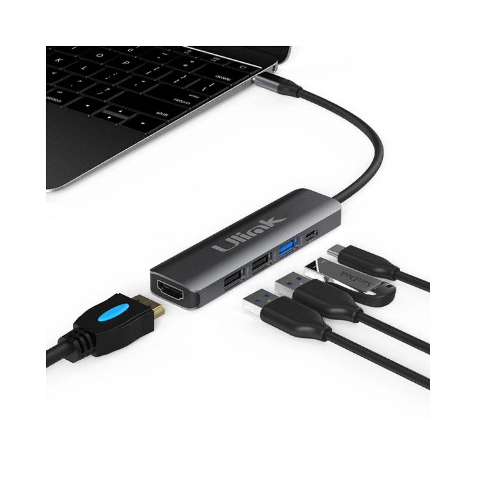 Adaptador Multipuerto USB C 5 en 1UL-ADC502 Ulink Alta Calid - adaptador multipuerto