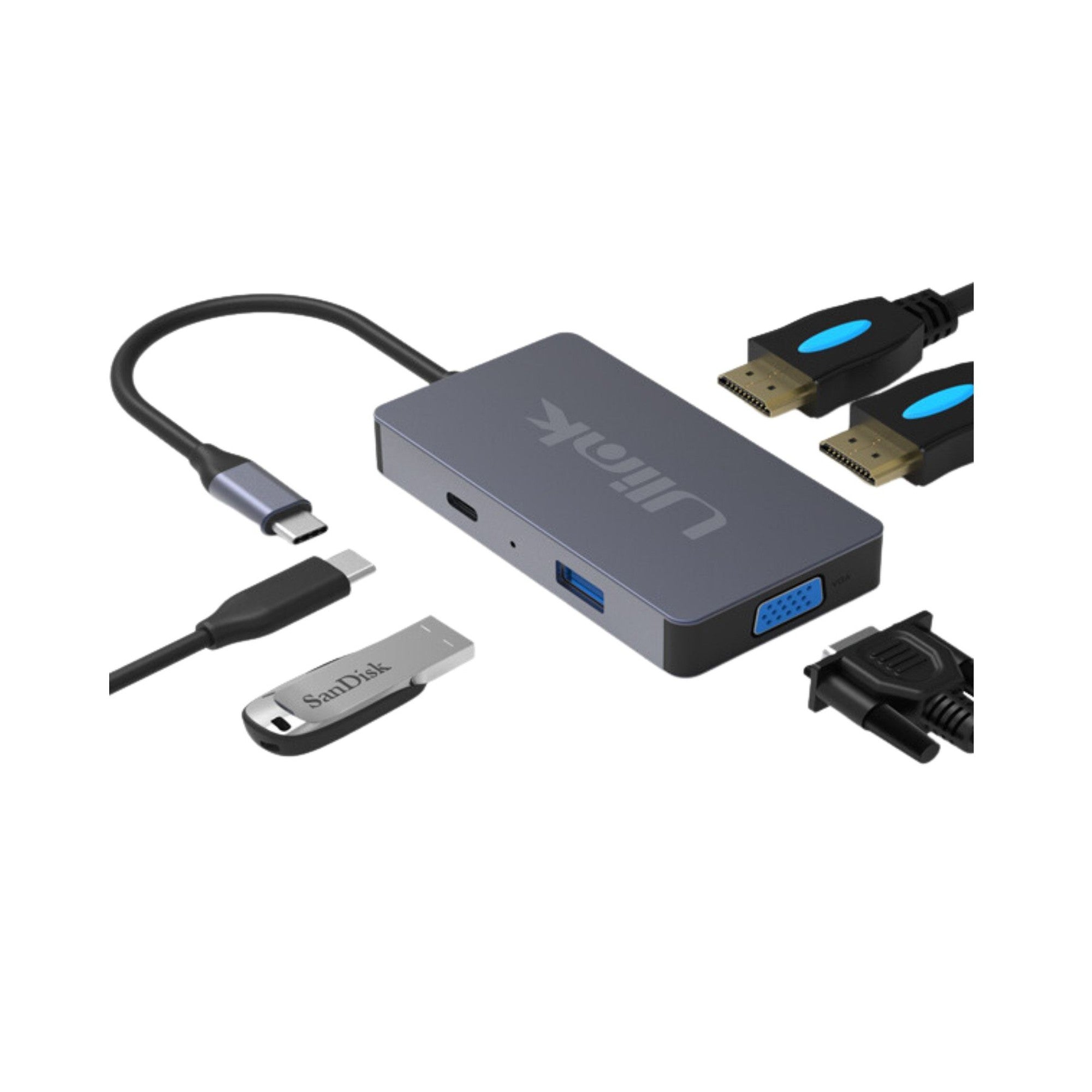 Adaptador Multipuerto USB C 5 en 1 Ulink Alta Calidad - adaptador multipuerto