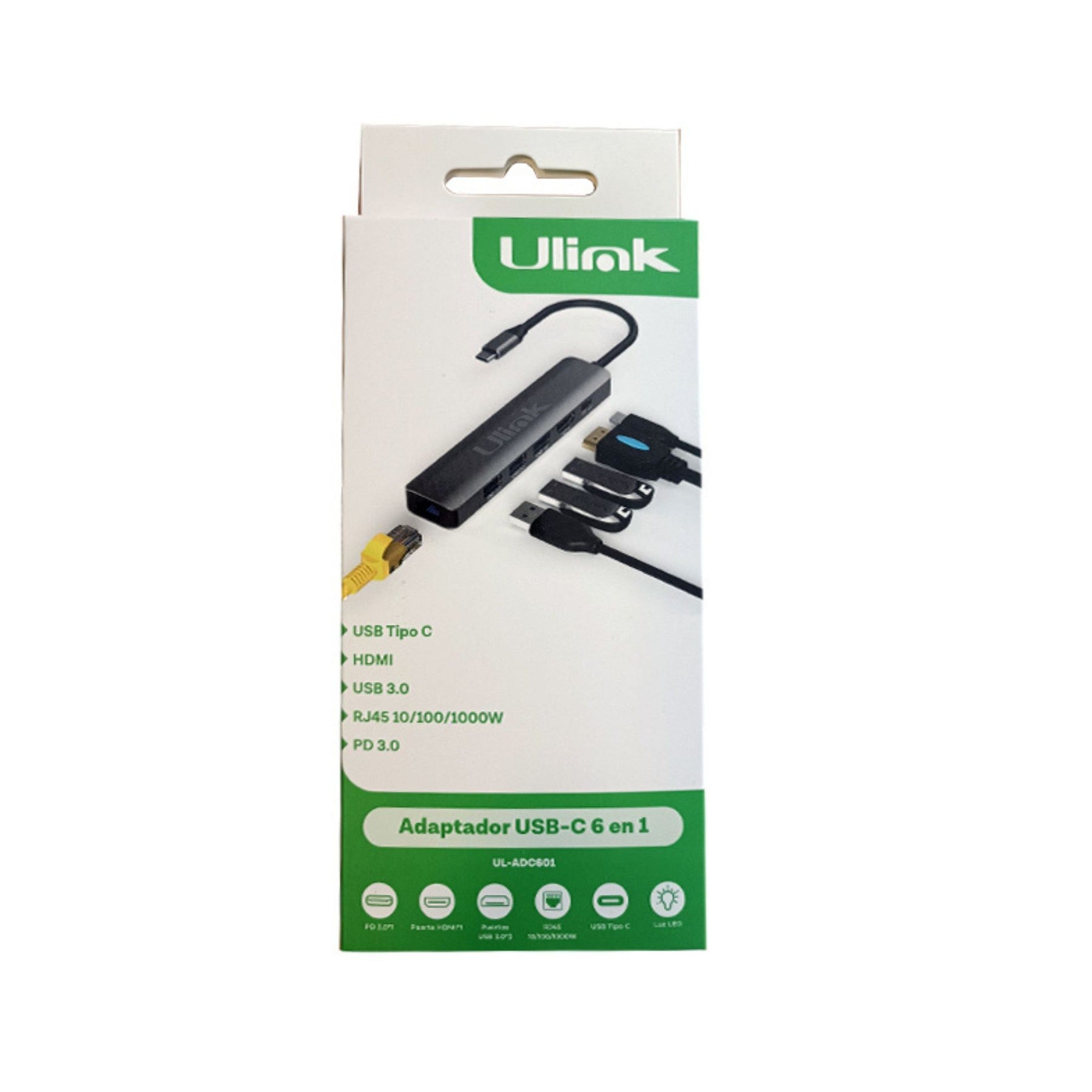 Adaptador Multipuerto USB C 6 en 1 Ulink Alta Calidad - adaptador multipuerto