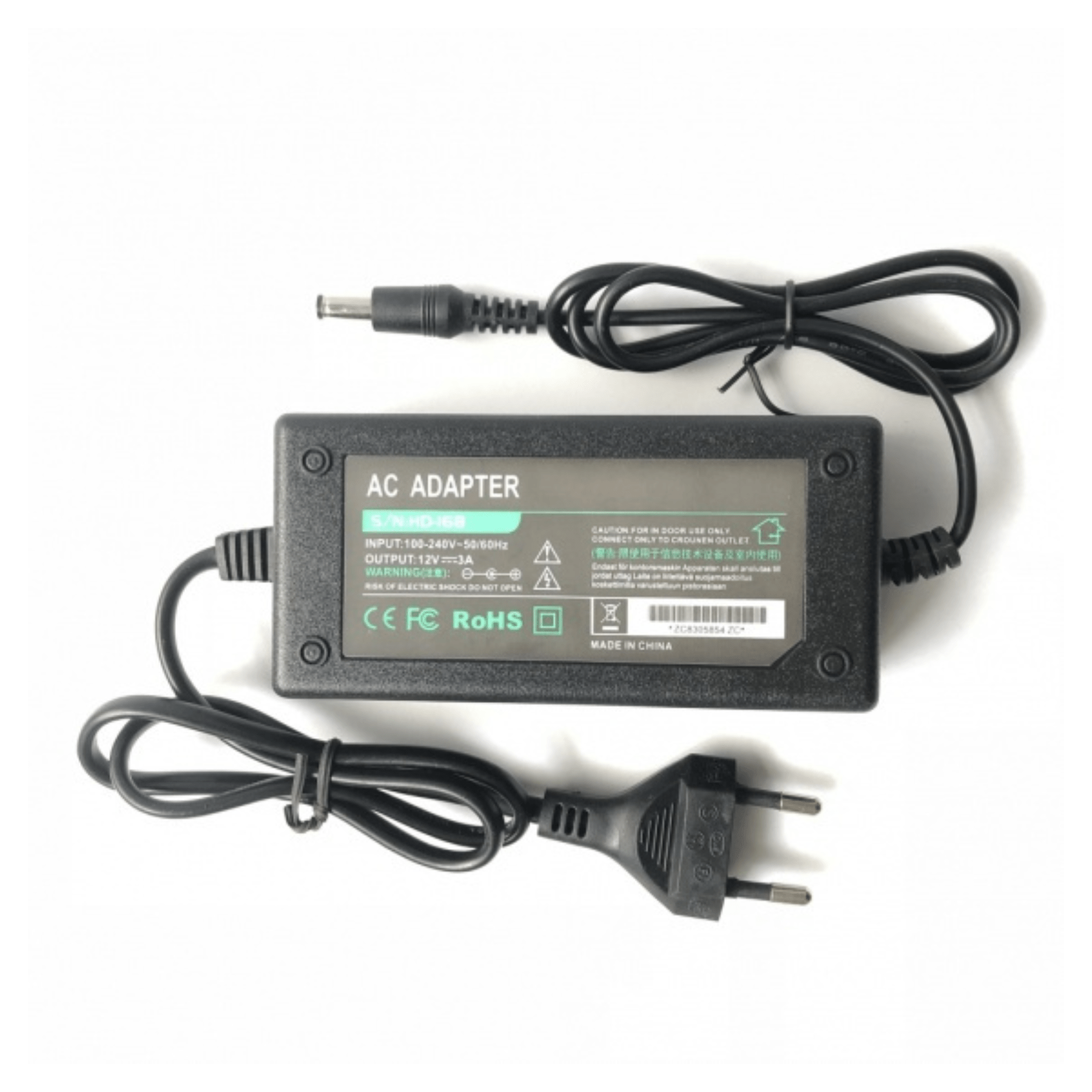 Fuente de Poder 12V 3A para Cámaras y Tiras LED Cable - Ítems Digital Spa