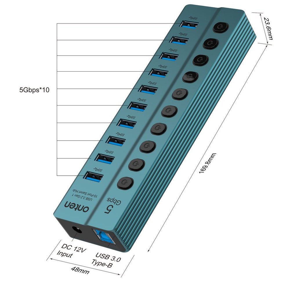 Hub USB 3.0 10 puertos con switch OTN - 5308OntenItems Digital Spa – Tecnología, Hogar y Fitness en un solo lugar