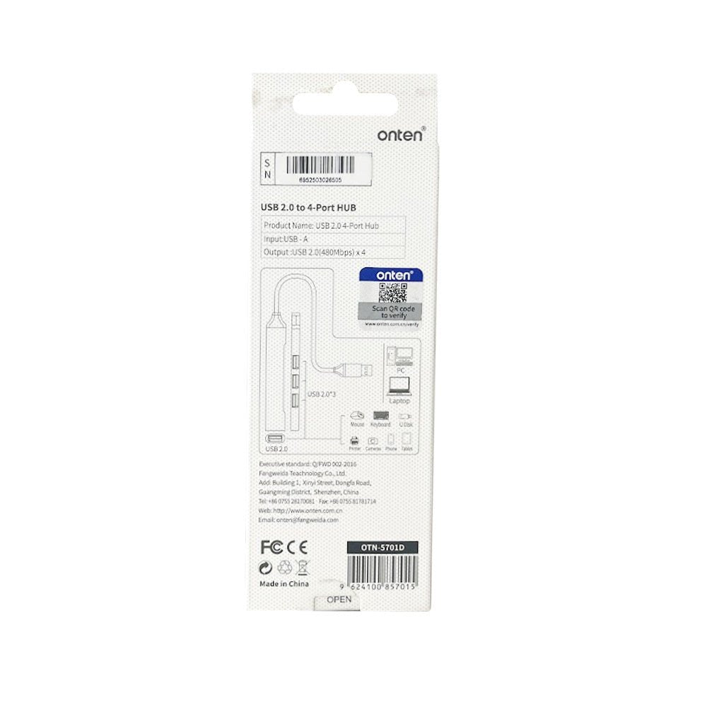 HUB USB 4 Puertos OTN - 5701D Adaptador Multiplicador para Laptop y PC