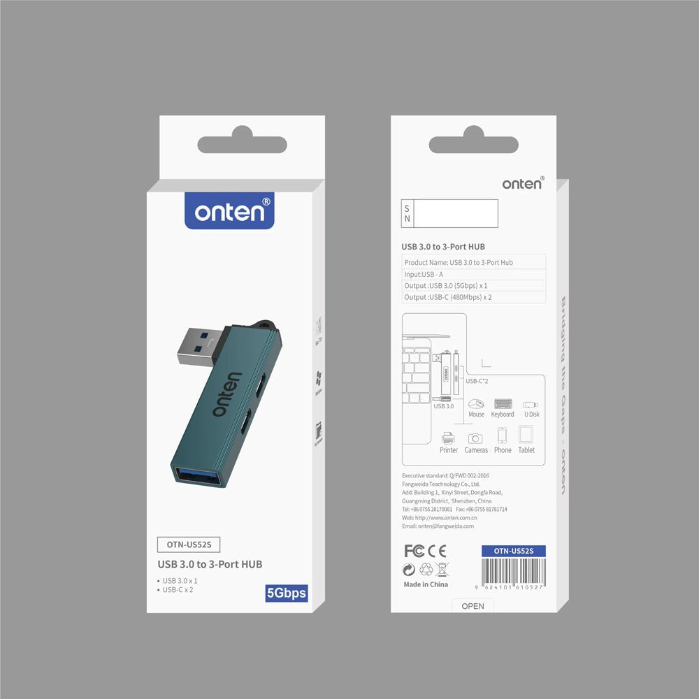 Hub USB - A a 2x USB - C + USB 3.0 OTN - US52SOntenItems Digital Spa – Tecnología, Hogar y Fitness en un solo lugar