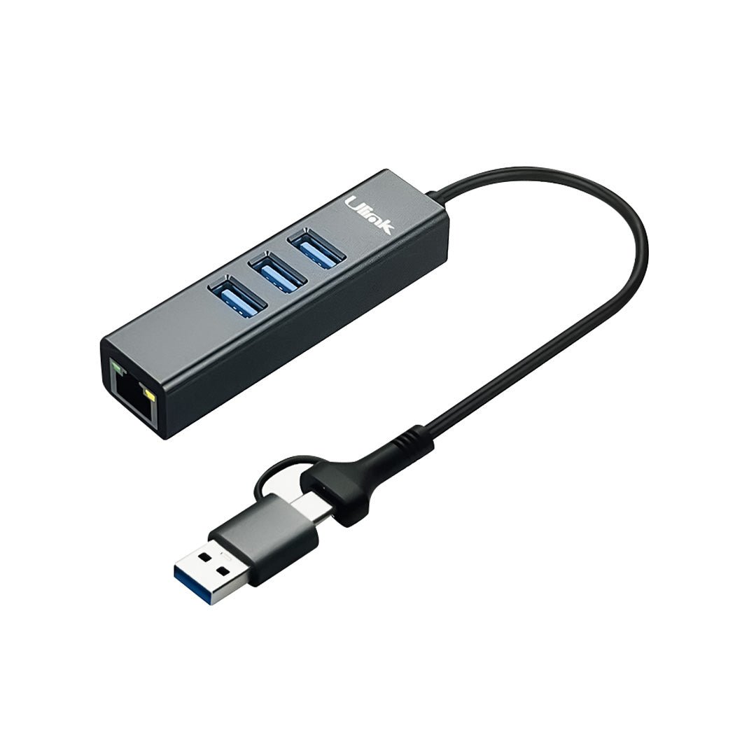 Hub USB C y USB A a Gigabit Ethernet 3 Puertos USB 3.0