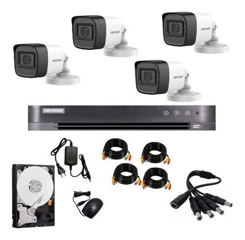 Kit Dvr 4 Cámaras Bullet Hd1080p Interior Exterior Hikvision Cable - Ítems Digital Spa