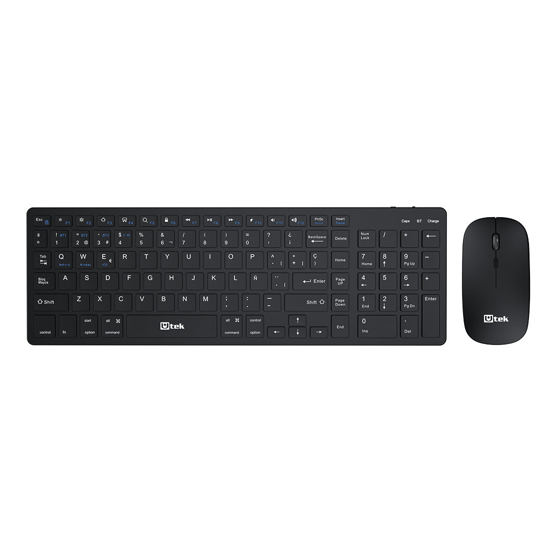 Kit Teclado y Mouse Bluetooth 2.4GHz Recargable UT-KTD605BW