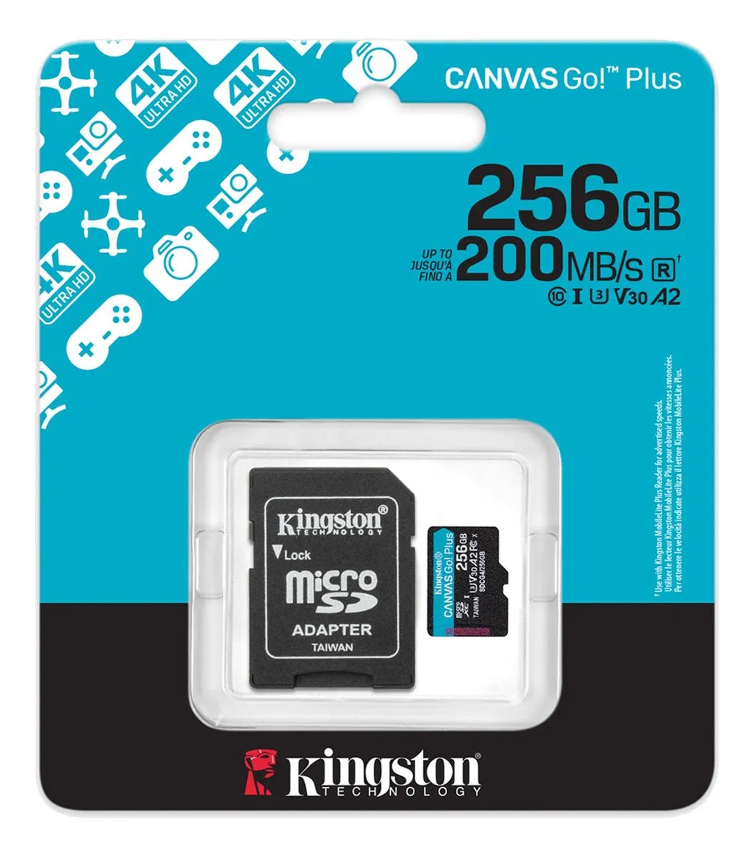 Memoria Microsd Kingston Canvas Go Plus Gen4 256gb 200mb/s - Ítems Digital Spa