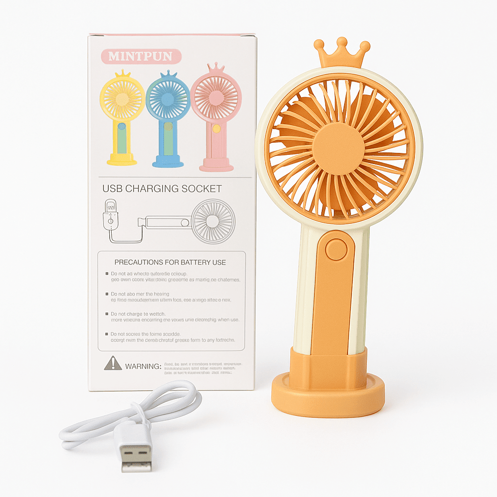 Mini Ventilador Portátil Recargable con Diseño de Corona