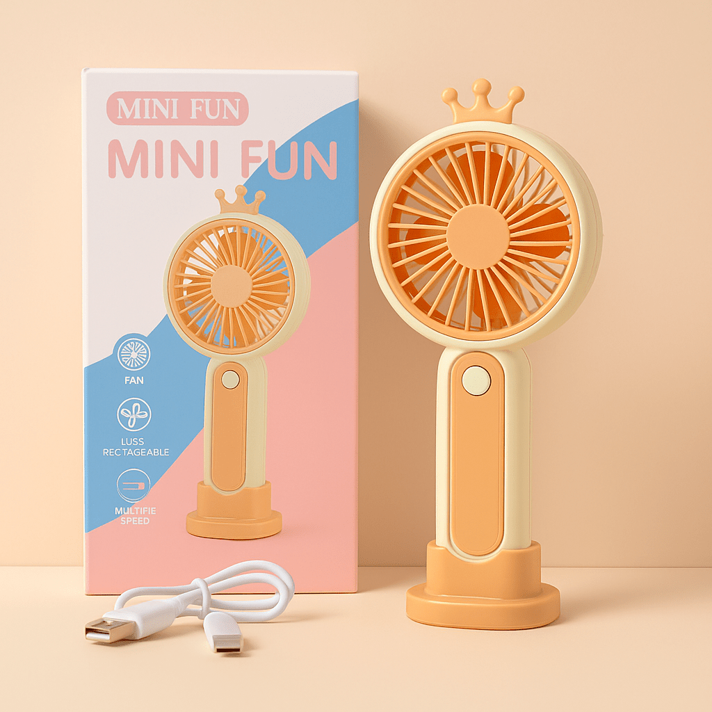 Mini Ventilador Portátil Recargable con Diseño de Corona