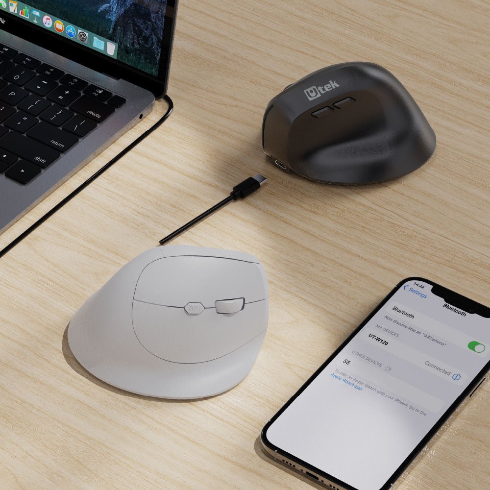 Mouse Ergonómico Vertical UTEK UT - MOER300R Bluetooth 2.4GHz