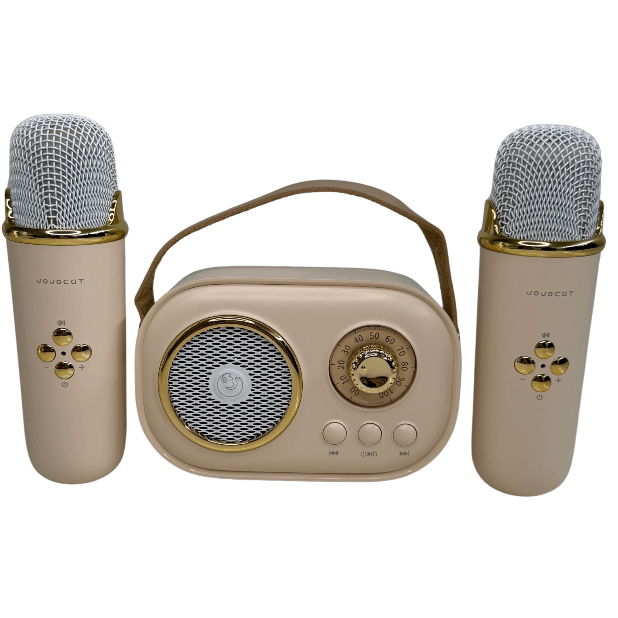 Parlante Karaoke Infantil Vintage Con 2 Micrófonos Recargable