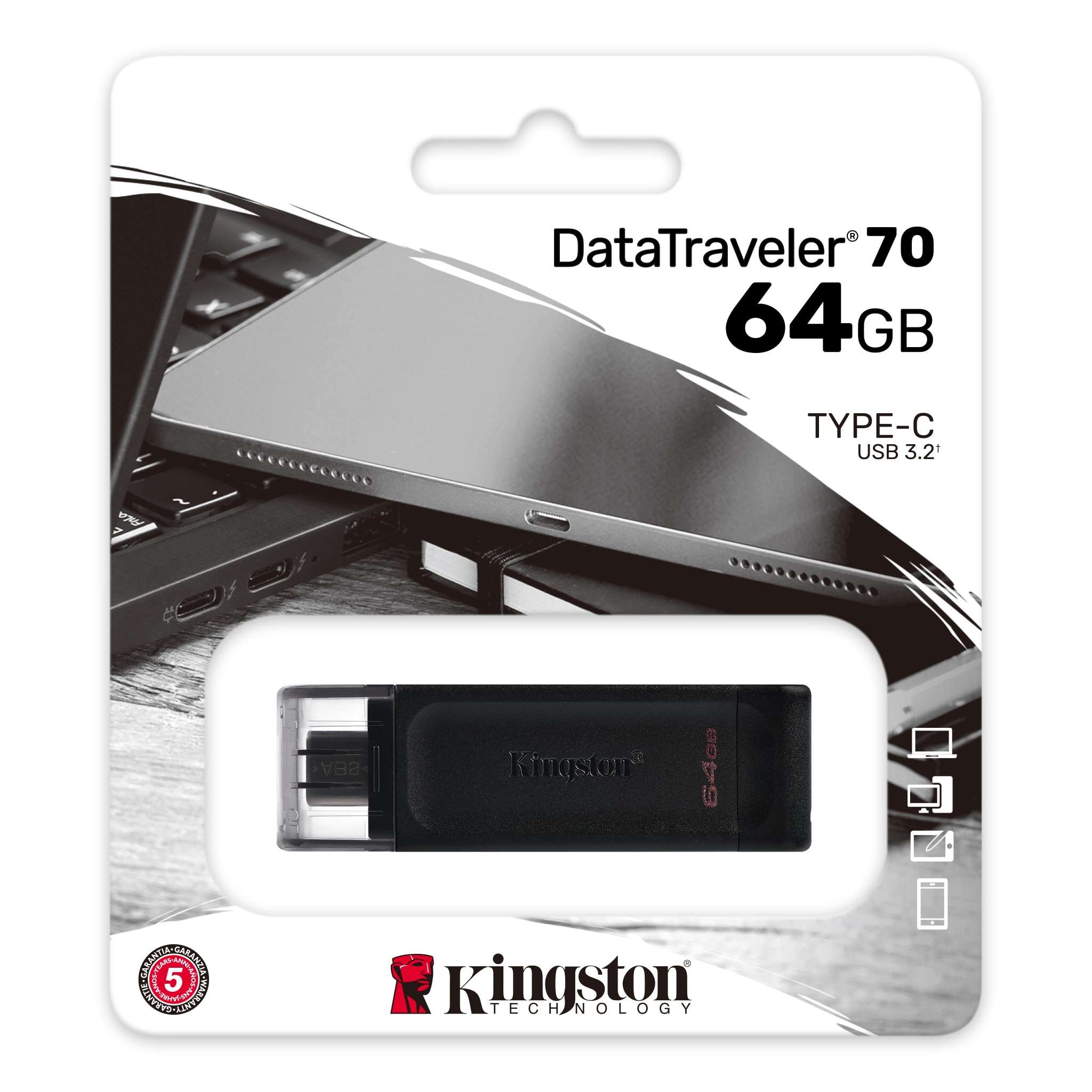 Pendrive 64GB Kingston DataTraveler 70 USB-C Tipo C