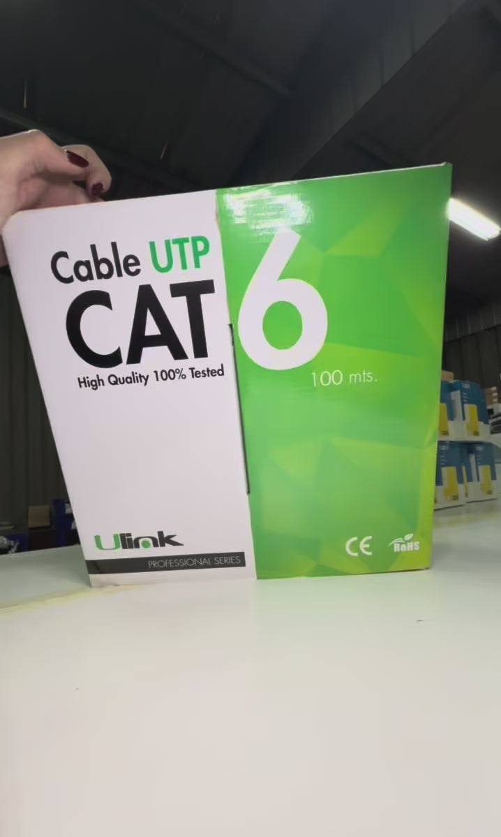 Cargar video: Cable de Red UTP Cat6 100 metros 23AWG Gris Ulink