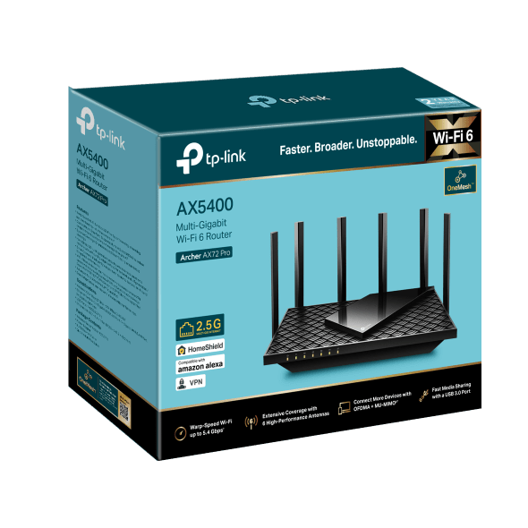 Router Dual Band Gigabit Wifi 6 One Mesh Ax5400 Archer Ax72