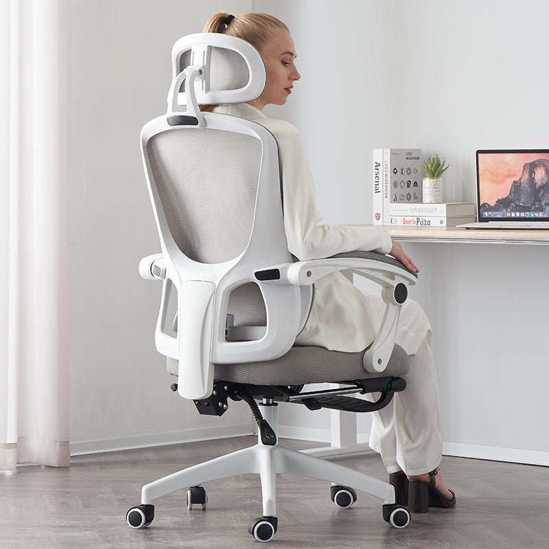 Silla Ergonómica Reclinable con Reposapiés Soporte Lumbar Gris