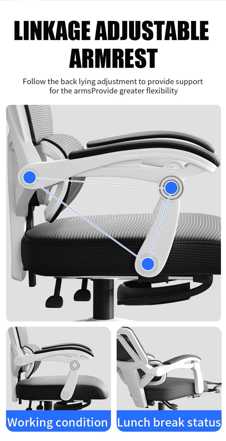 Silla Ergonómica Reclinable Soporte Lumbar y Reposapiés Negra