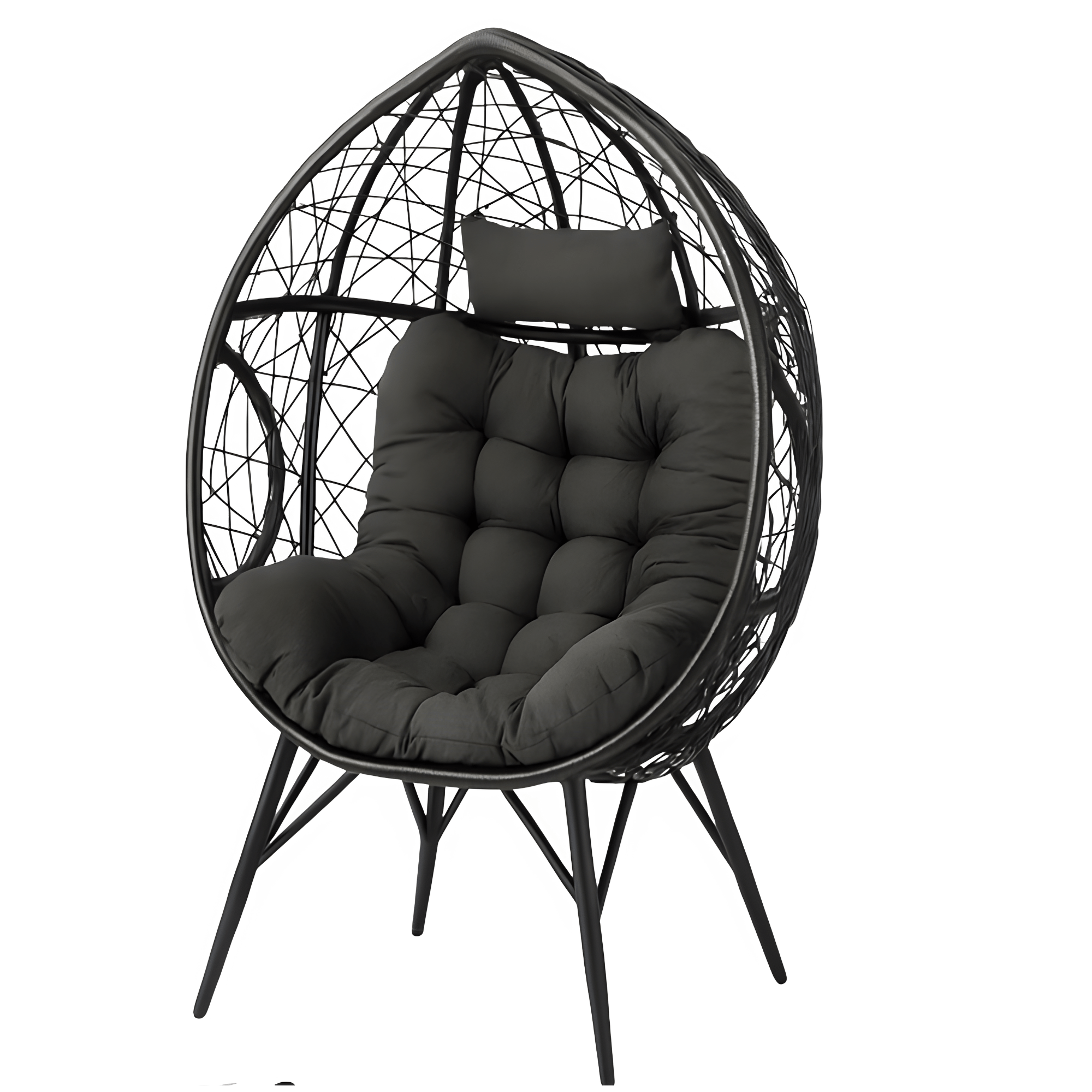 Sillón Huevo Diseño Moderno Interior Exterior Negro