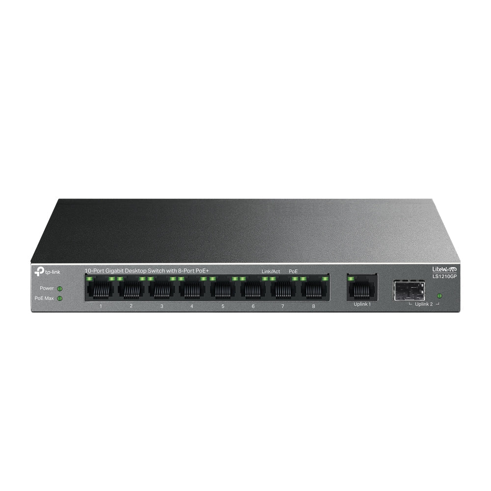 Switch 10 Puertos Gigabit con 8 Puertos PoE+ 1 SFP LS1210GP Cable