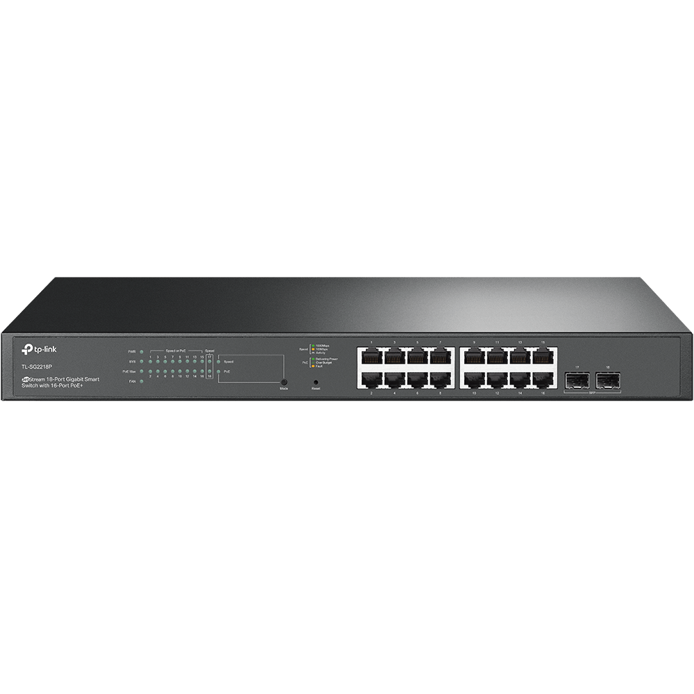 Switch Administrable 16 Puertos PoE+ 2 Puertos Gigabit SFP T