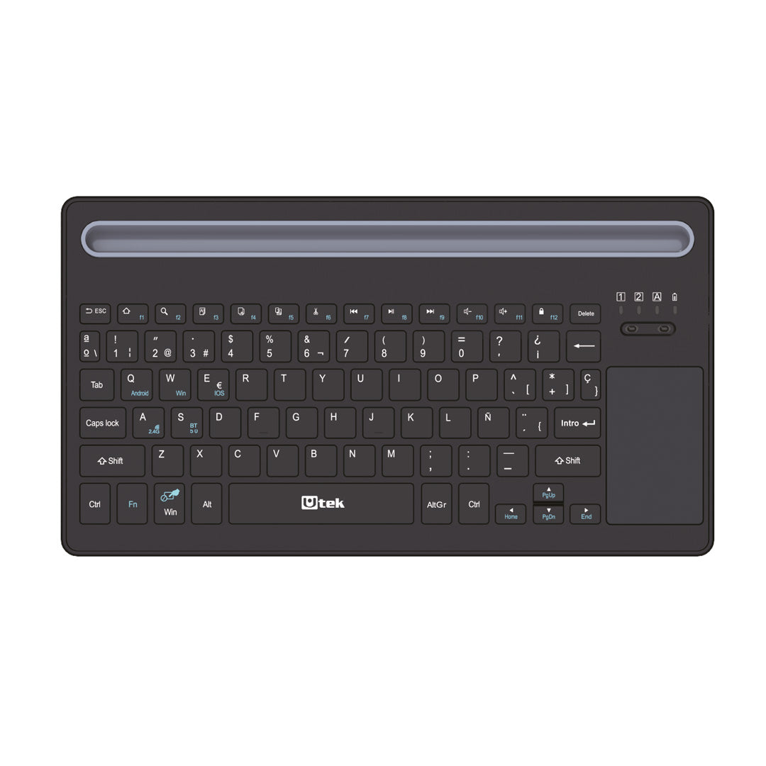Imagen de Teclado Inalámbrico con Touchpad Bluetooth 5.0 y 2,4Ghz Reca Usb Cable Dispositivos