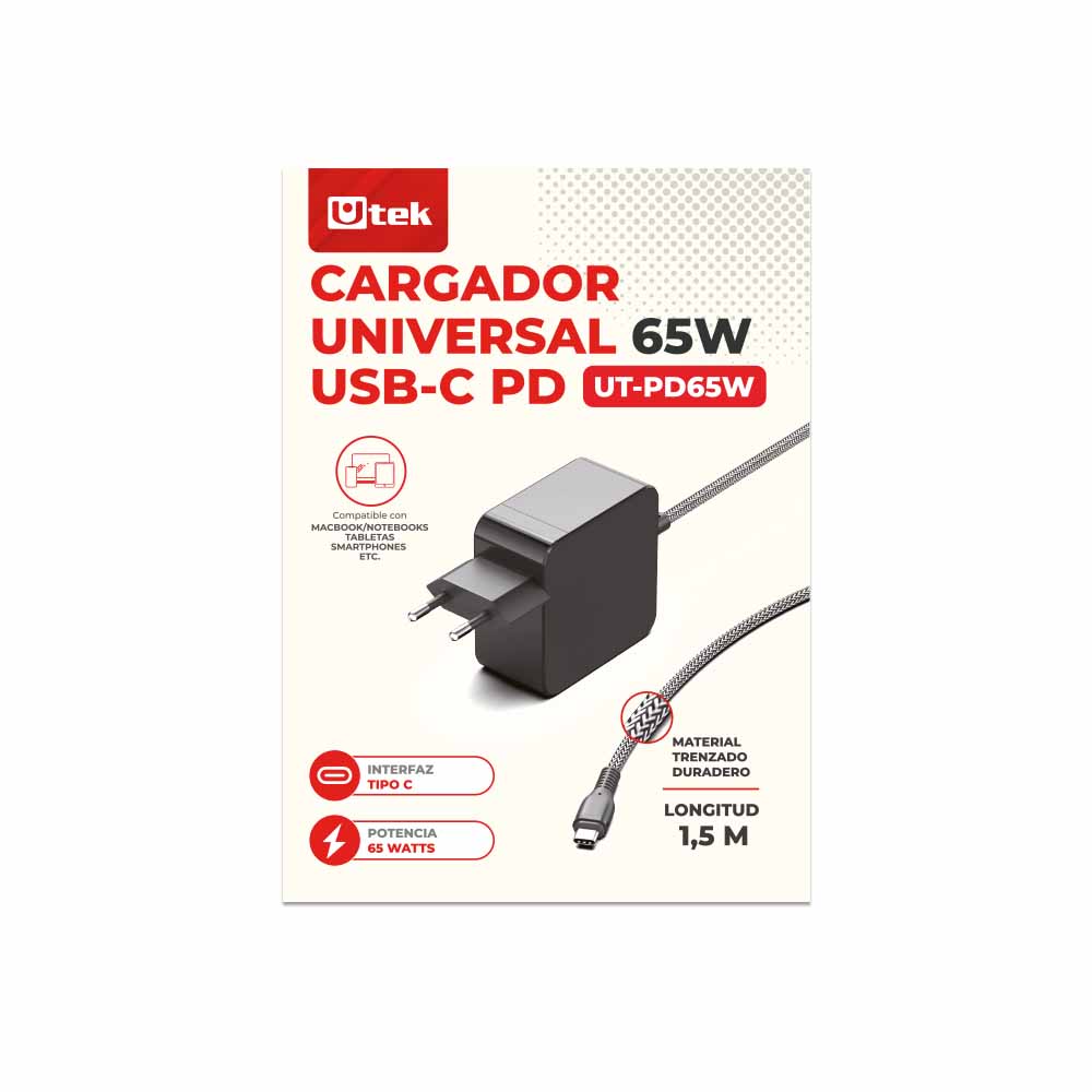 Cargador Universal 65W USB-C PD Laptop UT-PD65W