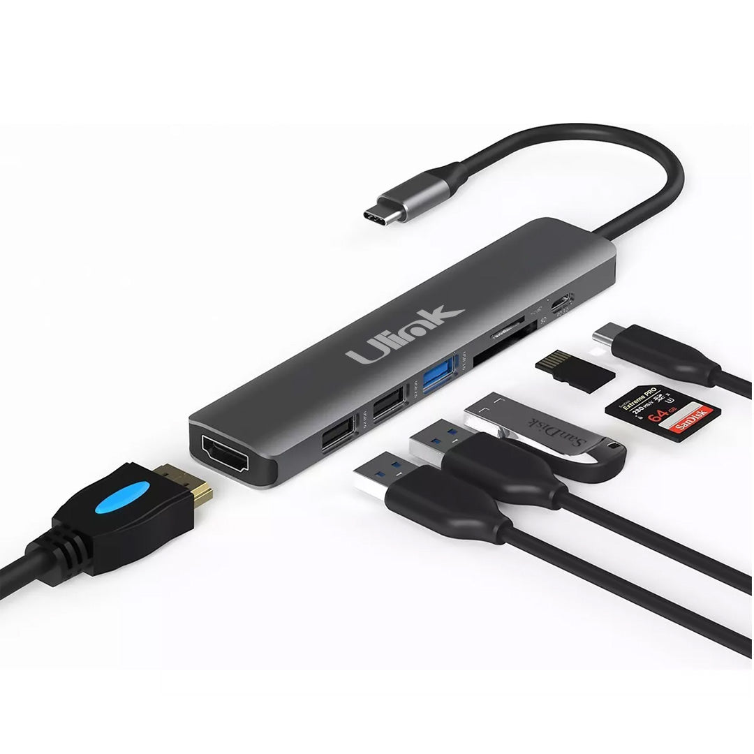 Adaptador Multipuerto USB-C 7 en 1 con HDMI y PD 3.0