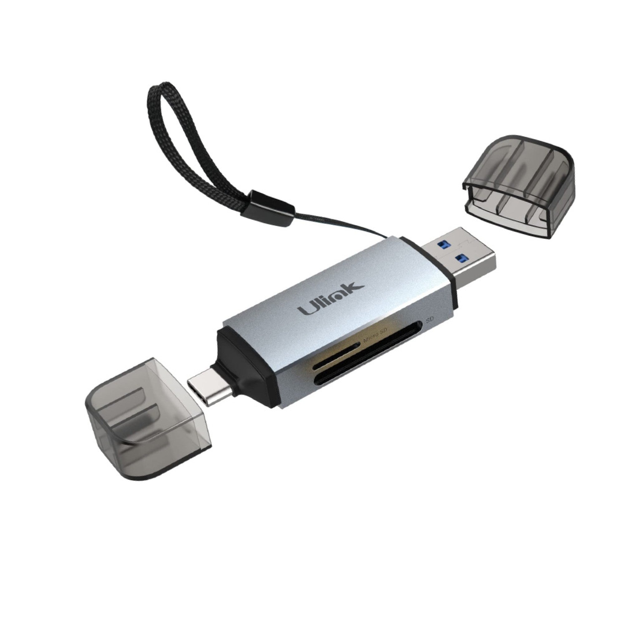 Lector de Tarjetas SD/MicroSD Dual USB-C y USB-A 3.0 Aluminio
