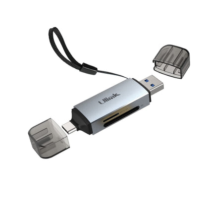 Lector de Tarjetas SD/MicroSD Dual USB-C y USB-A 3.0 Aluminio
