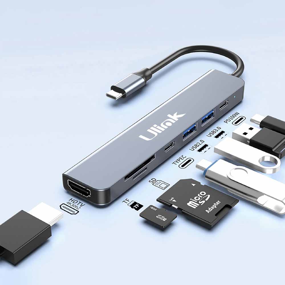 Adaptador Multifunción USB-C 7 en 1 HDMI 4K PD Ulink