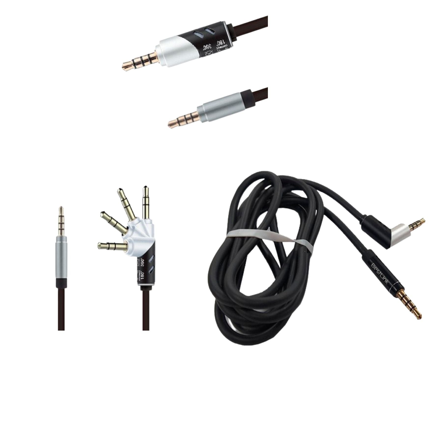 Imagen de Cable de Audio Auxiliar Macho a Macho con Rotación 1.5Mts Dispositivos