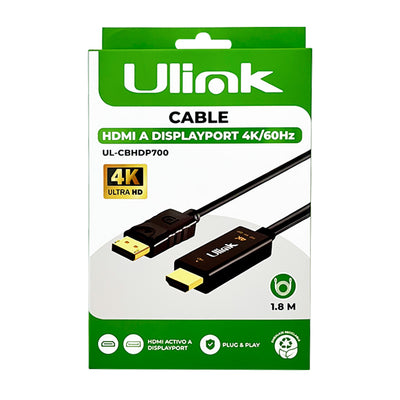 Cable Adaptador HDMI a DP 4K 60Hz 1.8 Metros PC Monitor