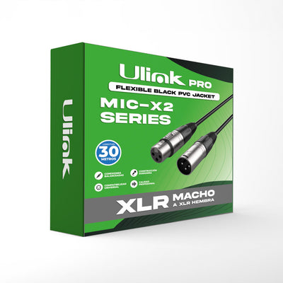 Cable De Audio XLR Macho Hembra 30 Metros UL-MIC-X2030
