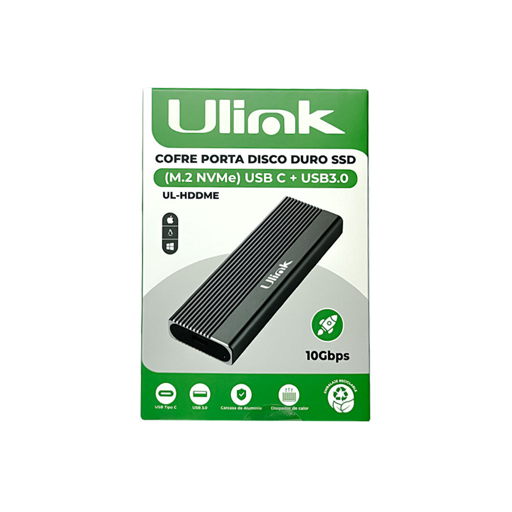 Cofre porta Disco Duro SSD M.2 NVMe USB-C UL-HDDME