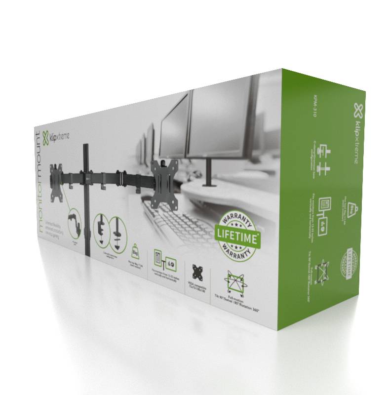 Soporte dual para monitores 32″ Klip Xtreme KPM‑310