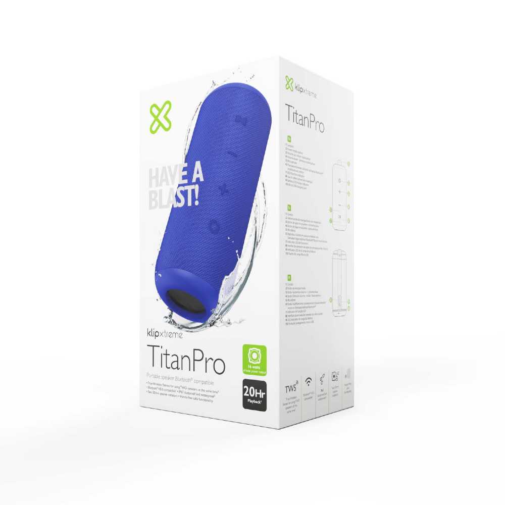 Imagen de Parlante Bluetooth Titan Pro KBS-300BL IPX7 TWS 20hrs Azul