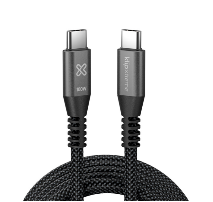 Cable USB-C a USB-C Klip Xtreme PowerGo 550 100 W 1,8 m trenzado