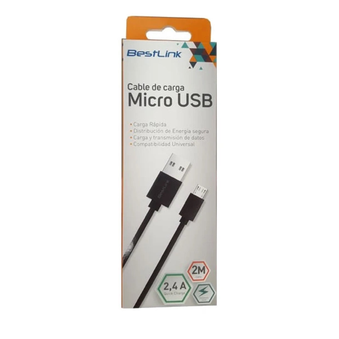 Imagen de Cable de Carga Micro USB Negro 2MTS Dispositivos
