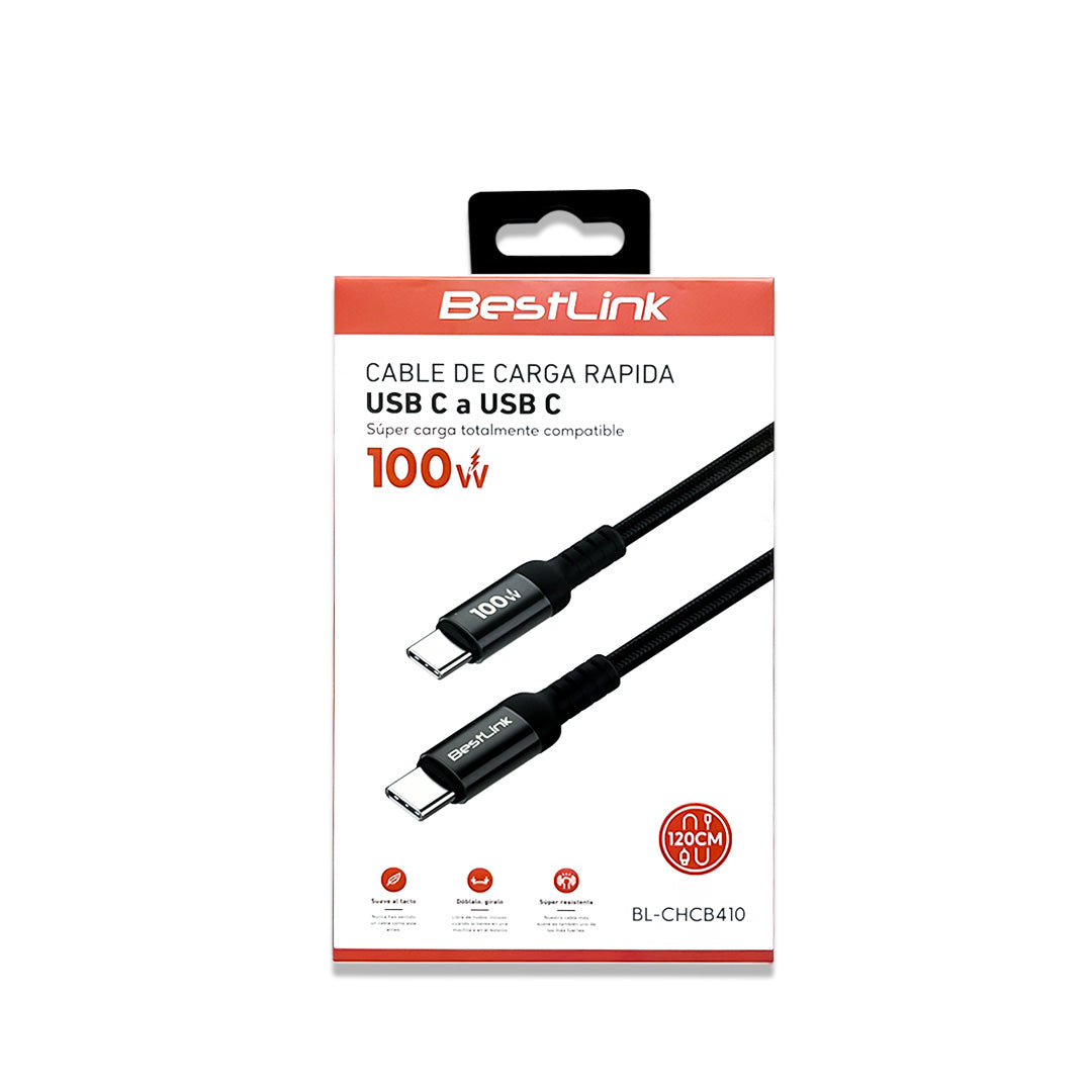 Cable USB-C a USB-C 100W Carga Rápida 1.2m BL-CHCB