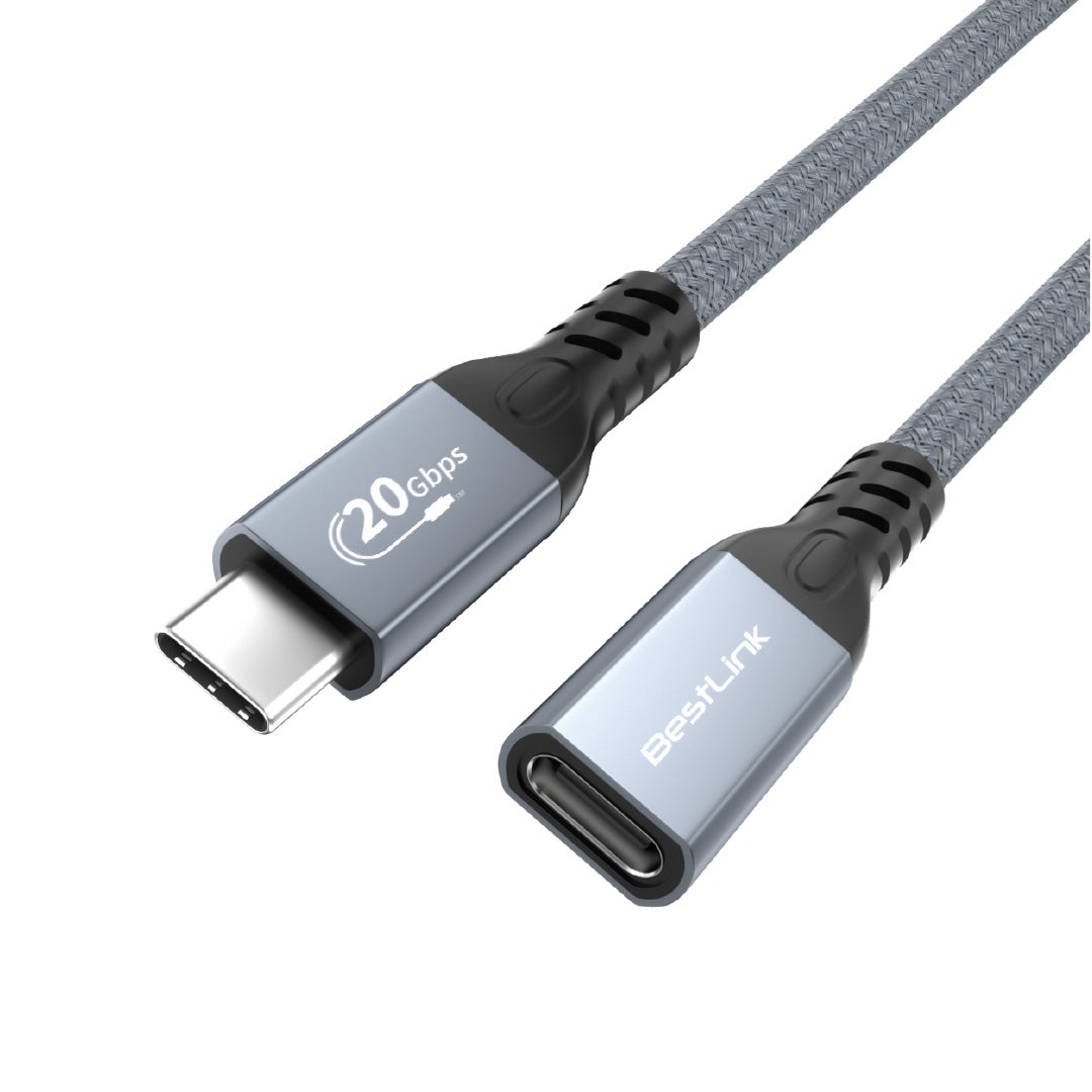 Imagen de Cable Extension USB Tipo C a C Macho Hembra 100W 20Gb 4K 1,8 Dispositivos
