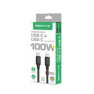 Cable USB-C a USB-C 100W Trenzado BL-CHCBMC100 PD
