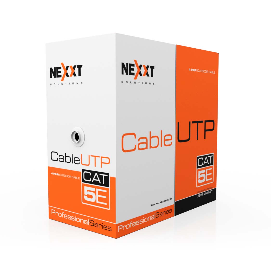 Cable de Red UTP Cat5e 100% Cobre 305M Exterior Nexxt Negro - modelo ab355nxt07