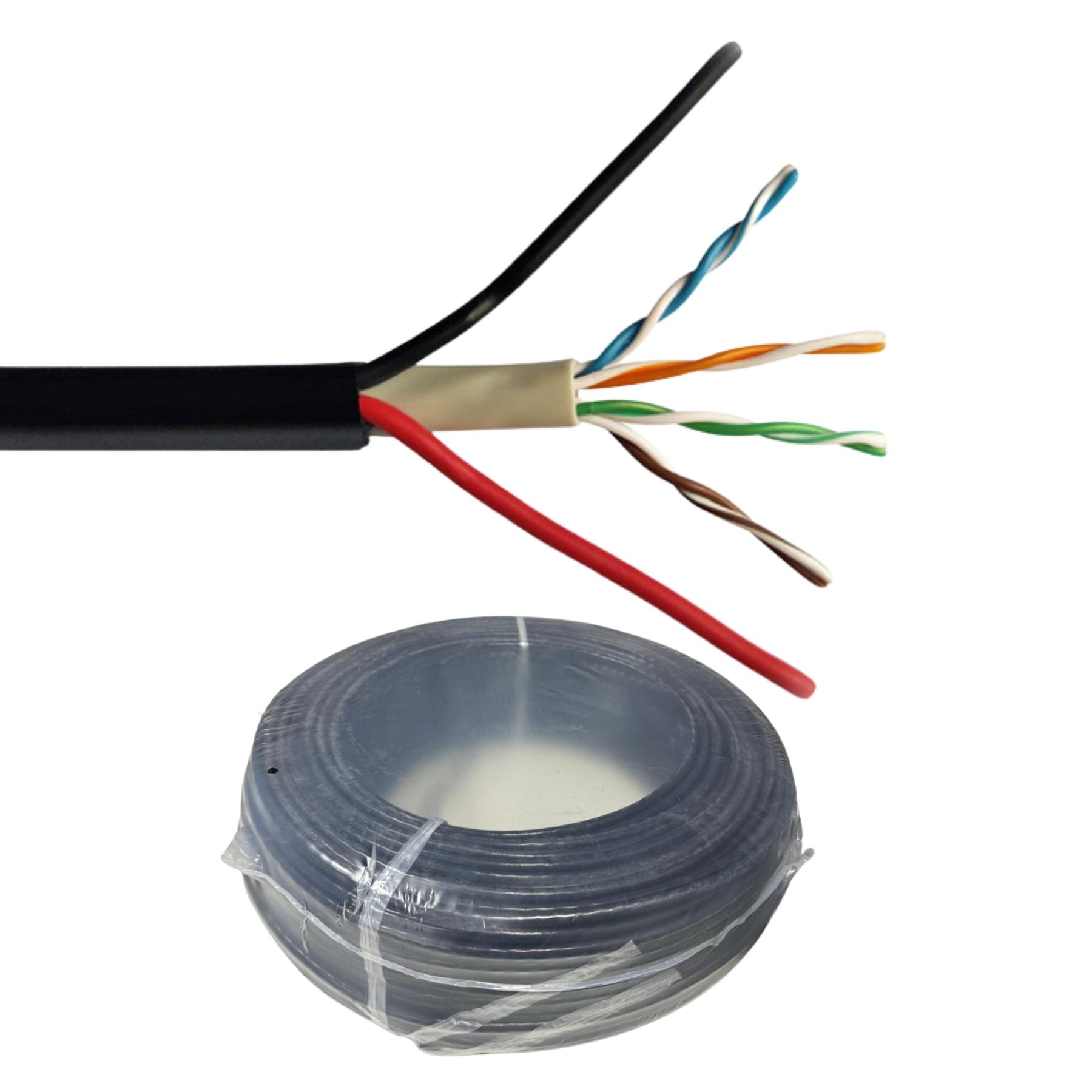 Cable de Red UTP Cat5E + Corriente 100 Mts para Camaras CCTV - actualice instalaciones