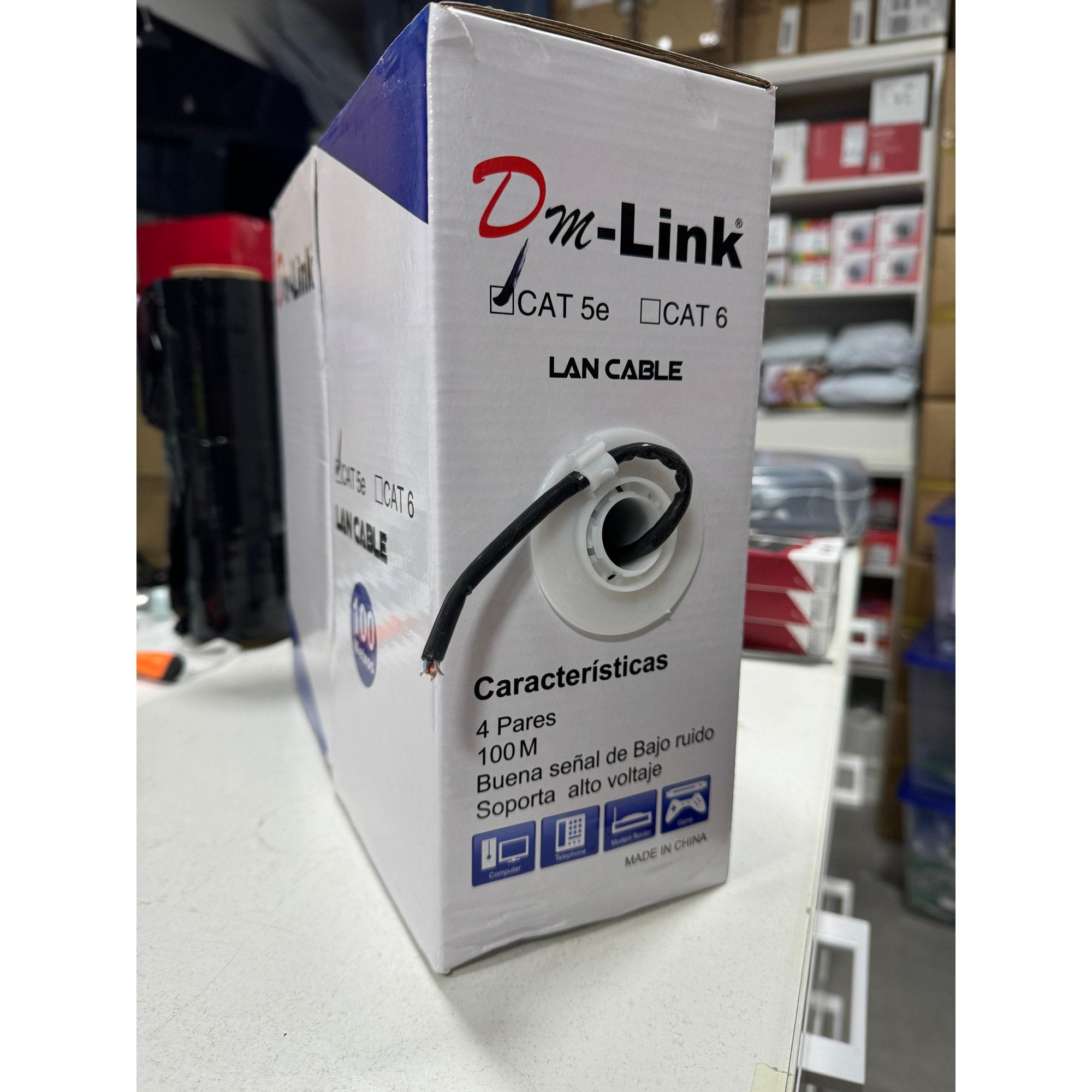 Cable de Red UTP Cat5E Caja 100 Mts Exterior Negro - cable cat5e